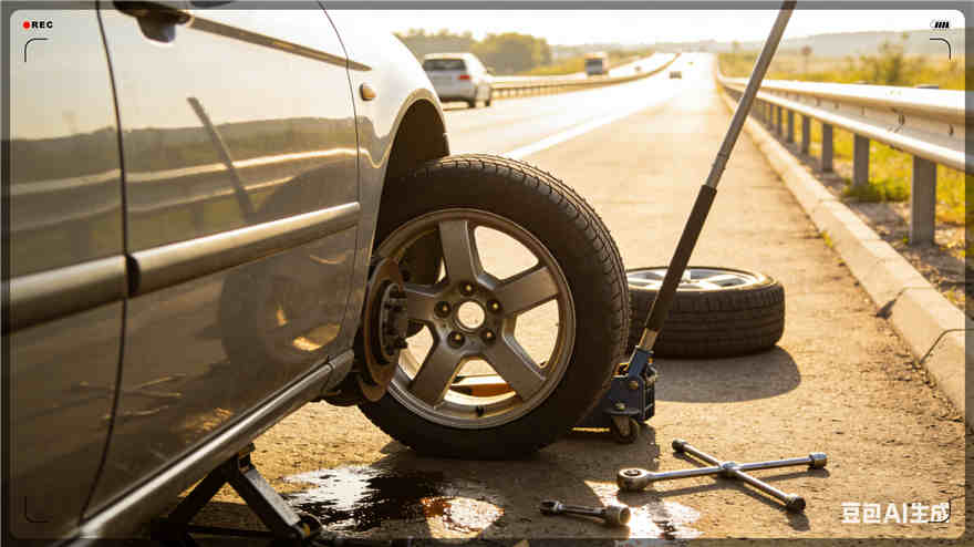 乌中旗高速公路扎胎-汽车流动补胎